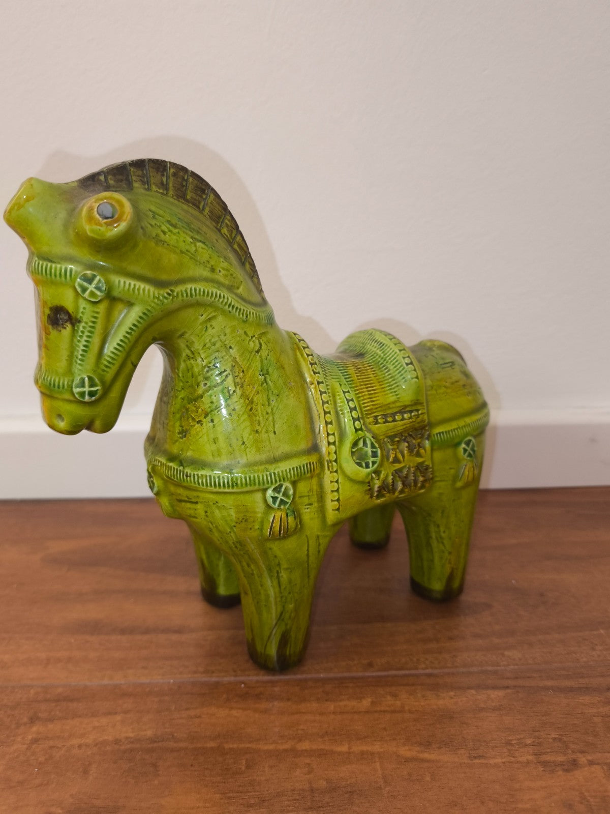 Aldo Londi Bitossi Figur Pferd grün lime Italien