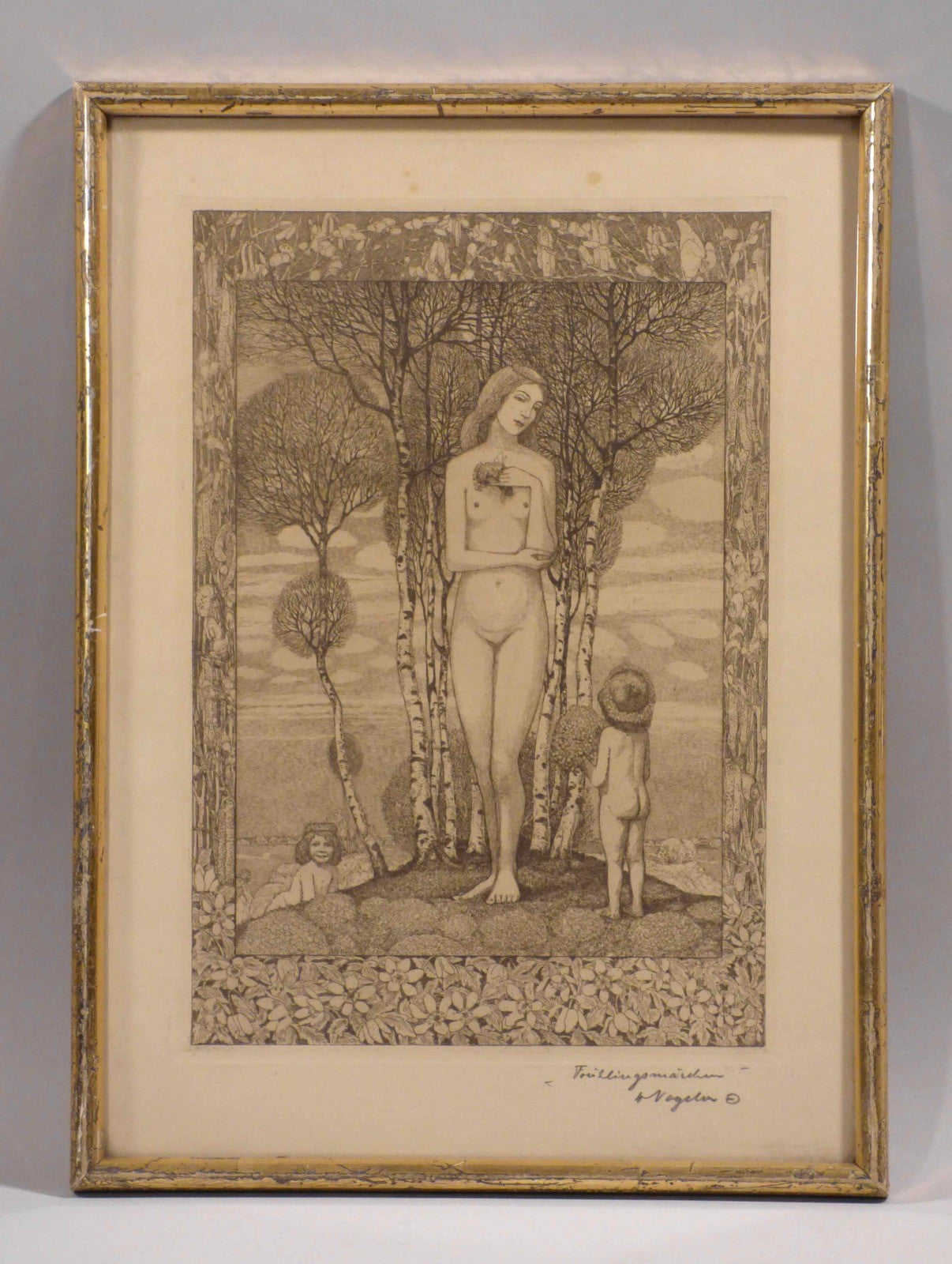ag1/2 Heinrich Vogeler Radierung 1912 „Frühlingsmärchen“ handsigniert
