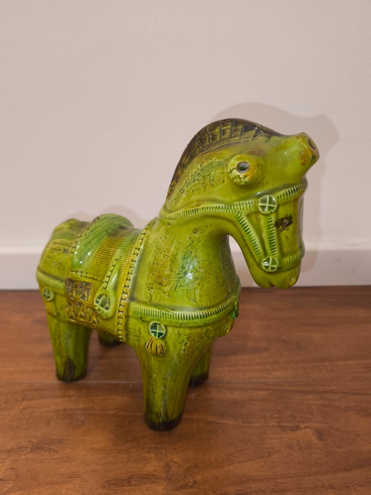 Aldo Londi Bitossi Figur Pferd grün lime Italien