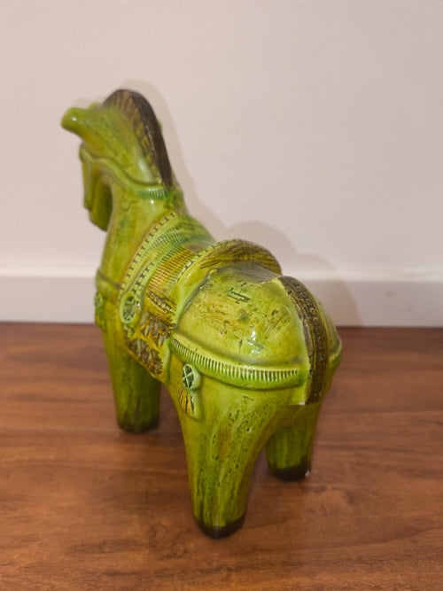 Aldo Londi Bitossi Figur Pferd grün lime Italien