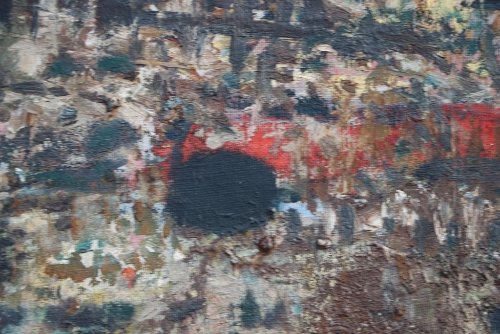 Reinhard Drenkhahn (1926-59 Hamburg) Abstrakte Komposition in Grau Rot Gemälde