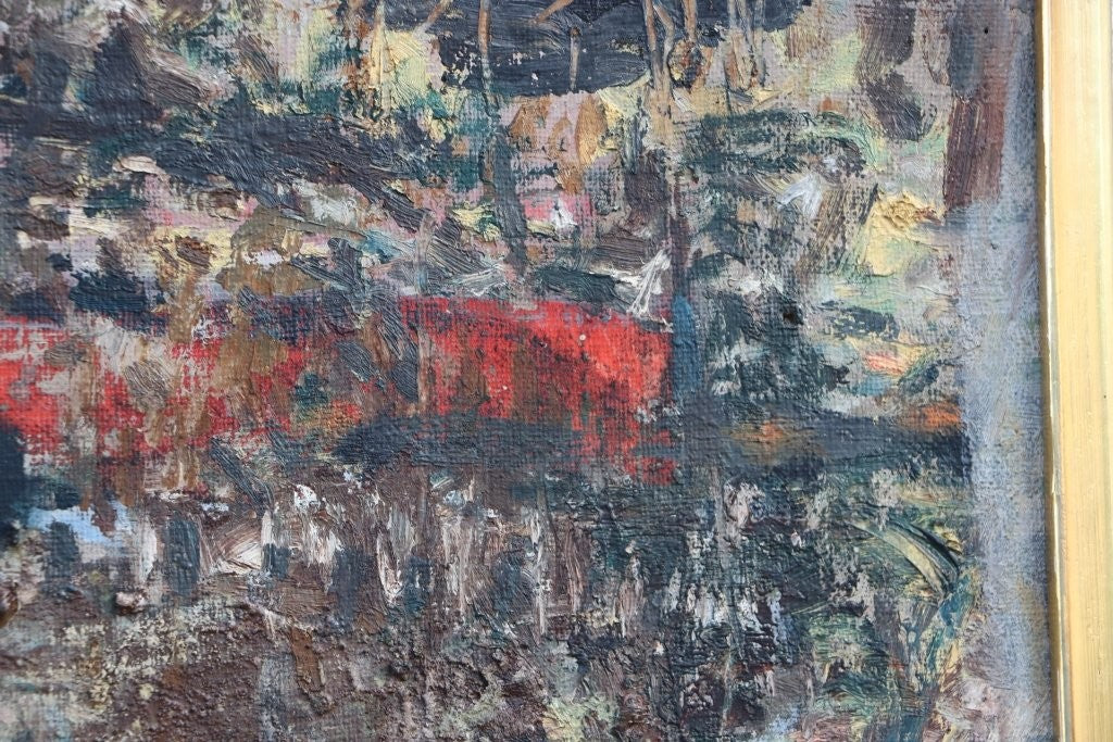 Reinhard Drenkhahn (1926-59 Hamburg) Abstrakte Komposition in Grau Rot Gemälde